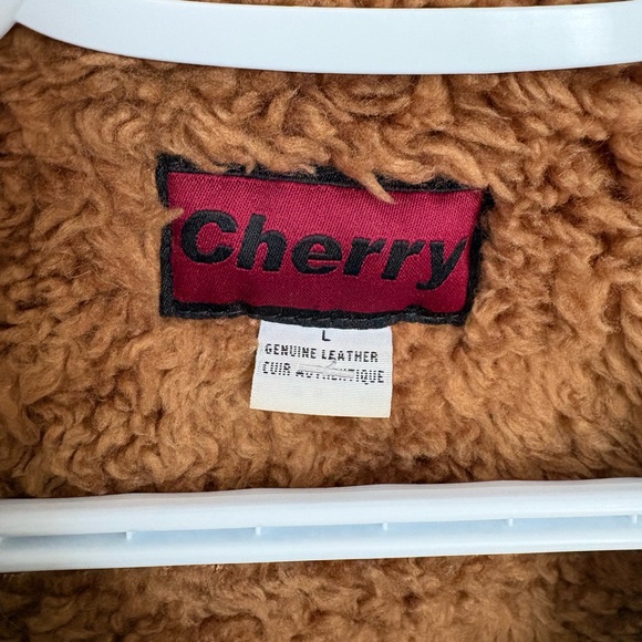 Vintage Cherry LA Women's Tan Genuine Leather Suede Teddy Jacket 80s 90s Y2K - Picture 3 of 4